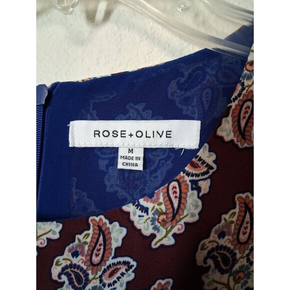 Rose + Olive Blouse Business Casual Boho Paisley Office Granny Y2K Size Medium - Picture 4 of 5